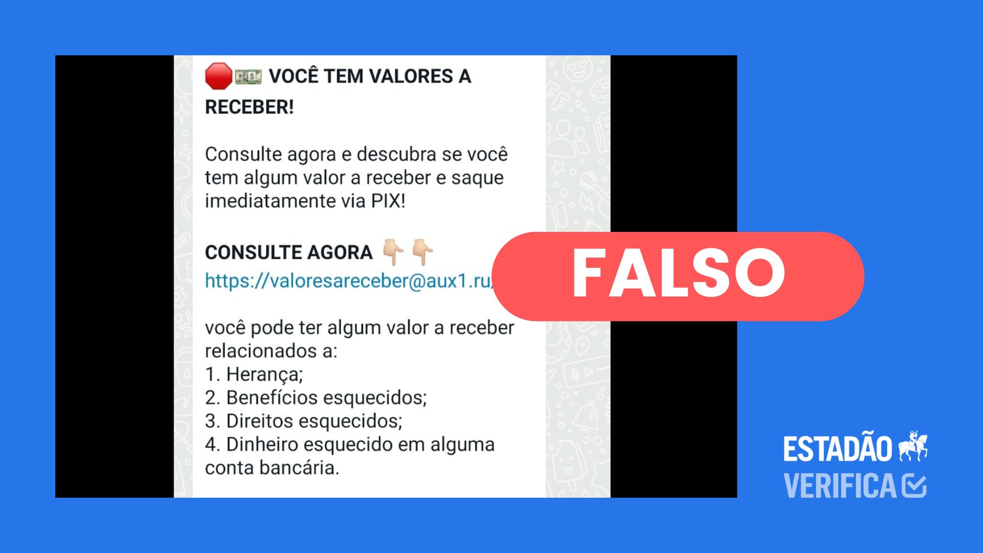 Trata-se de golpe, não existe valor a receber como saldo de