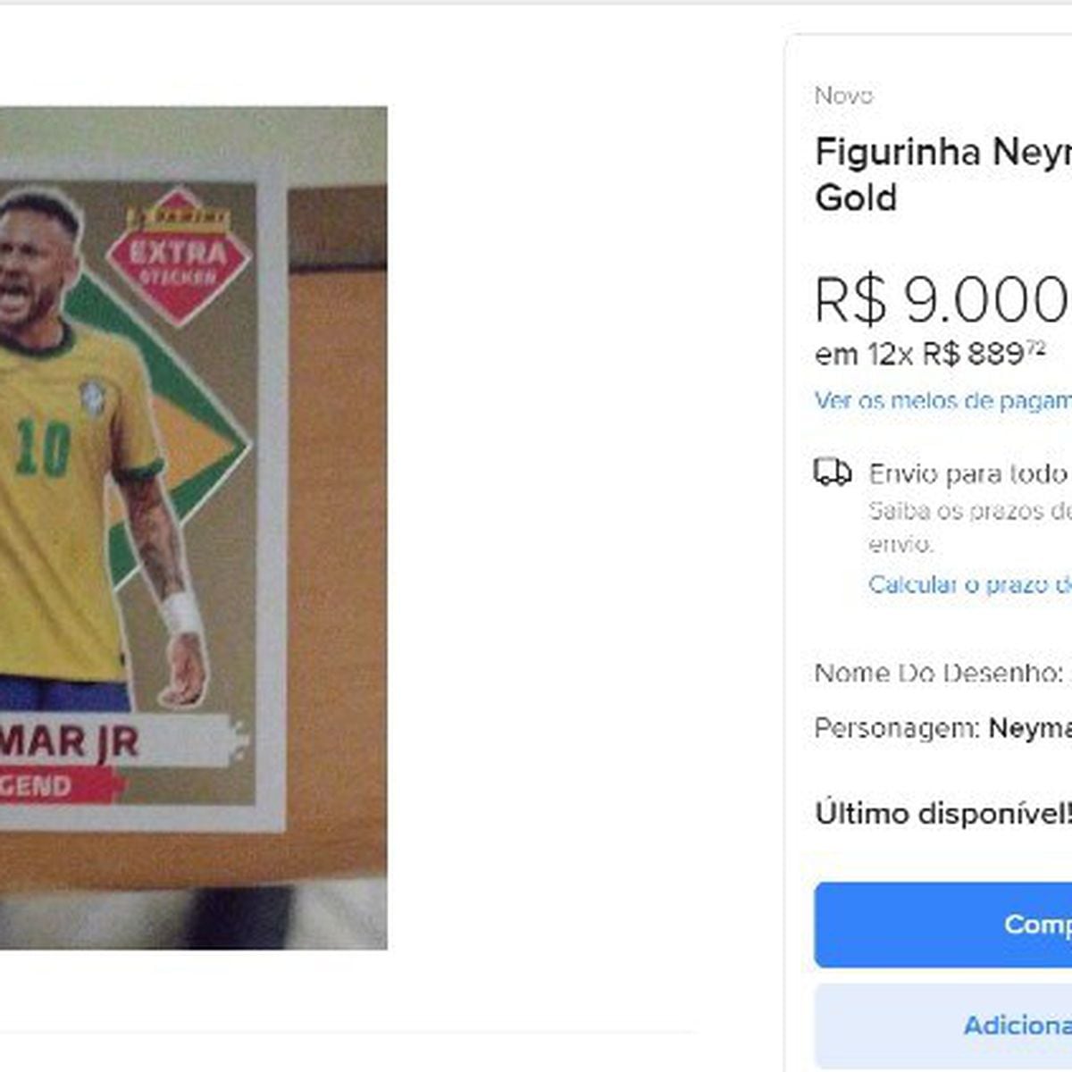 Figurinha rara de Neymar do Álbum da Copa é vendida por R$ 9 mil