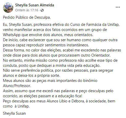 Professora que chamou alunos de 'esquerdistas' e os expulsou de