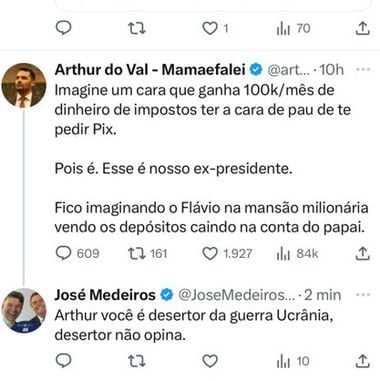 O ex-deputado Arthur do Val criticou a vaquina pró-Bolsonaro em rede social