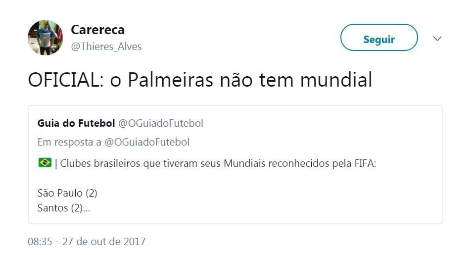 É oficial: o Palmeiras não tem mundial e a internet passa mal